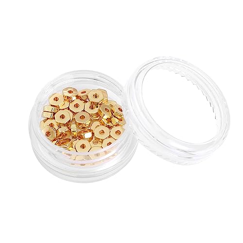 BEADIA 14K Gold Plated Hexagon Spacer Beads 4x1.5mm 50pcs for Jewelry Making Findings Non Tarnish - color: 14K Gold, size: 4x1.5mm Hexagon