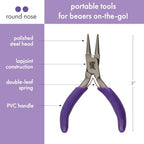 The Beadsmith Mini Series Round Nose Plier – Create Consistent Loops in Wire and Metal – 3-Inches, Purple Comfort Grip Handle, Single Leaf Spring, Polished Steel Head – Tools for Jewelry Making - style: Round Nose