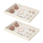 Stackable Jewelry Organizer Tray For Drawers,White Leather Small Earring Storage Tray,Bracelet And Necklace Display Box,Jewelry Ring Display Case (Creamy White Blank Trays) - style: Creamy White Blank Trays