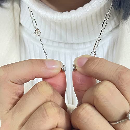 925 Sterling Silver Magnetic Jewelry Clasps Magnetic Necklace Clasps and Closures Sterling Silver Bracelet Necklace Extender - color: D-White Gold