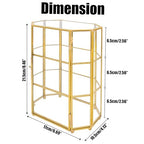 BuleVina Glass Jewelry Display Case 6.7x4x8.4 inches Small Cabinet, 3-Tier Geometric Box Keepsake Trinket for Rings, Earrings, Crystals, Makeup Organizer, Multifunction Table Decoration Storage