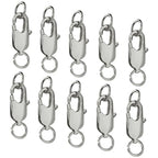 10Pcs Lobster Claw Clasp with Jump Ring, 18K Gold Jewelry Clasps for Necklace, Bracelets(Silver) - color: silver, size: 10