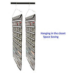 Dual Sided Hanging Jewelry Organizer with Hanger for Closet Necklace Earrings Bracelet Ring Travel Holder (56 Zippered Clear Pockets Grey)
