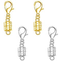 925 Silver Magnetic Necklace Clasp with Lobster Clasp,Magnetic Necklace Clasps and Closures for Bracelet Necklace Extender (2golden+2silvery) - color: 2golden+2silvery
