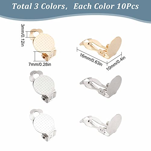 SUNNYCLUE 1 Box 30Pcs 3 Colors Clip on Earrings Findings Round Flat Back Earring Clips Stainless Steel Earring Converters Non-Pierced Earring Settings for Women Adults Jewelry Making DIY Crafts - color: 30pcs 3 Colors Stainless Steel Earring Converters