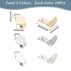 SUNNYCLUE 1 Box 30Pcs 3 Colors Clip on Earrings Findings Round Flat Back Earring Clips Stainless Steel Earring Converters Non-Pierced Earring Settings for Women Adults Jewelry Making DIY Crafts - color: 30pcs 3 Colors Stainless Steel Earring Converters