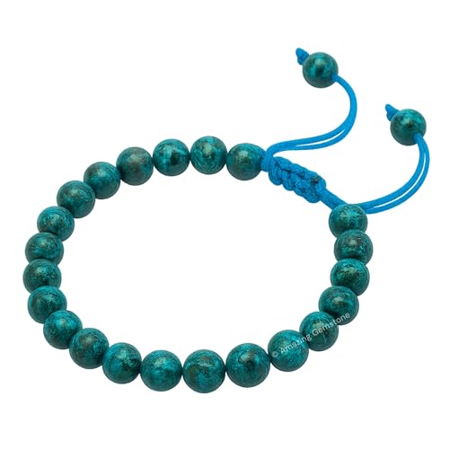 Amazing Gemstone Chrysocolla Bracelet, Gifts For Men & Women - Protection Healing Crystal Bracelet - 8mm Gemstone Beaded Adjustable Bracelet, Pulseras Para Hombres Mujer Stocking Stuffers - color: Chrysocolla