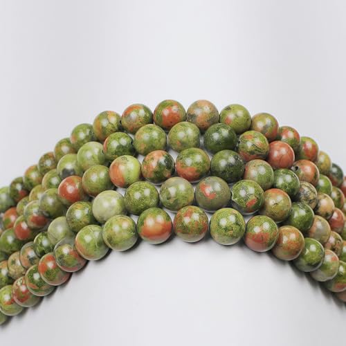 MJDCB Natural Stone Beads Unakite Round Loose Spacer Beads 15'' 4m 6m 8m 10mm 12m for Jewelry Making (10mm) - color: Unakite, size: 10mm
