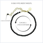 Faceted Bracelet for Women, Certified 925 Sterling Silver with 18K Gold Vermeil Healing Crystal Bracelets for Women - Crystals and Healing Stone Bracelet Women Jewelry for Gift - color: Black Onyx
