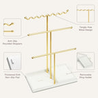 Jewelry Stand Holder Organizer, 3 Tier Bracelet Holder Display with Detachable Velvet Tray, Elegant Jewlery Tower for Display Bracelet, Necklace, Earrings, Rings (Beige) - color: Beige