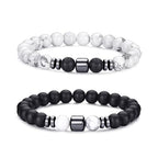 RANKEEF Tiger Eye Bracelet For Men 8MM Natural Stone Stretch Adjustable Black Crystal Beaded Bracelet for Men Women Gifts - color: 2,white,black bracelet