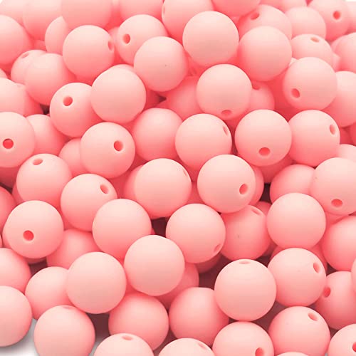 DIYOMR 100Pcs Silicone Beads, Single Color Beads Silicone Round Beads Rubber Craft Beads Bracelet Necklace Beads for Keychain Jewelry Lanyard DIY Crafts Making (12mm,Pink) - color: Pink, size: 12mm