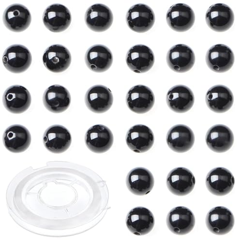 Natural Stone Genuine Stones DIY Black Onyx Round Beads 8mm 100pcs Beading Loose Gemstone Hole Size 1mm Charm Smooth Beads for Bracelets Necklaces Earrings (Black Onyx 8mm) - color: Black Onyx, size: 8mm