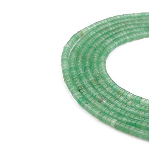 BEADIA Natural Green Aventurine Spacer Beads Caps Loose Semi Gemstone for Beading Jewelry Making 4mmx2mm 38cm - color: Green Aventurine, size: Round 4mm x 2mm