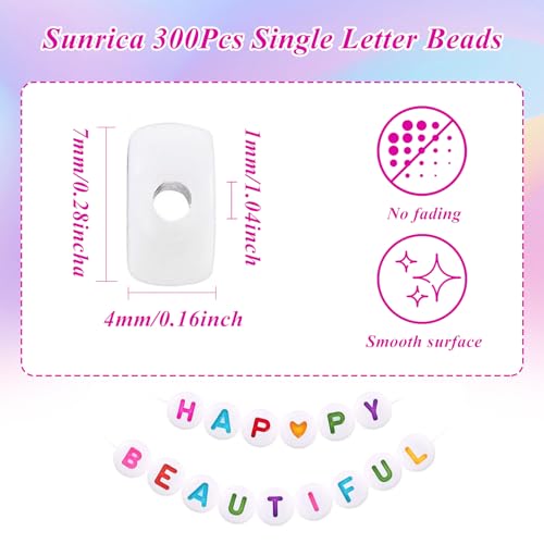 300Pcs Circle Letter Beads W 4X7mm Individual Round Alphabet Beads for Friendship Bracelets Making - color: Round - W