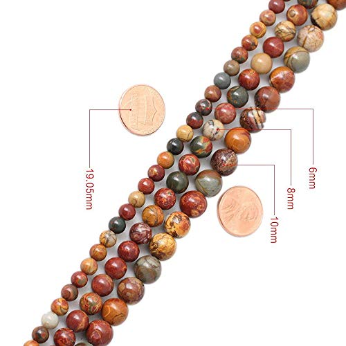 8mm Genuine Picasso Jasper Bead Gemstone Round Semi Precious Loose Beads for Jewelry Making 15" - color: Picasso Jasper, size: 8mm