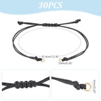 UNICRAFTALE about 30Pcs Waxed Polyester Cord Bracelets Semi Finished Bracelet Black Adjustable Bracelet Knot Rope Handmade Friendship Bracelet Braid String Bracelets for Jewelry Making DIY 31.4mm Long - size: 31.4cm