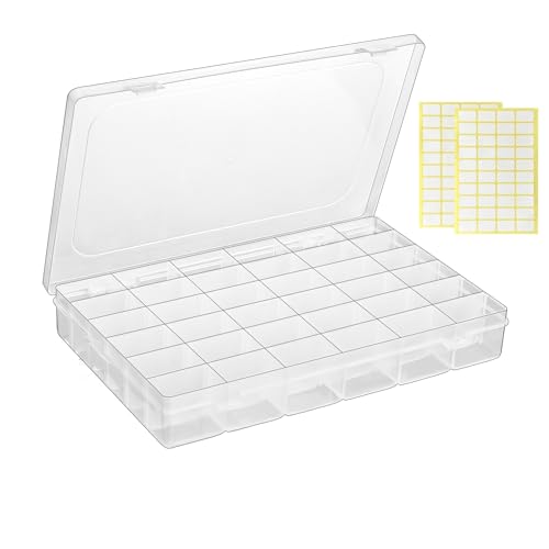 Plastic Organizer Container Box,36 Large Grids Clear Plastic Bead Organizer with Adjustable Dividers Craft Organizers Box for Bead,Jewelry,DIY Crafts,Art,Small Items Storage (Clear-1pack-36 Grids) - color: Clear-1pack-36 Grids