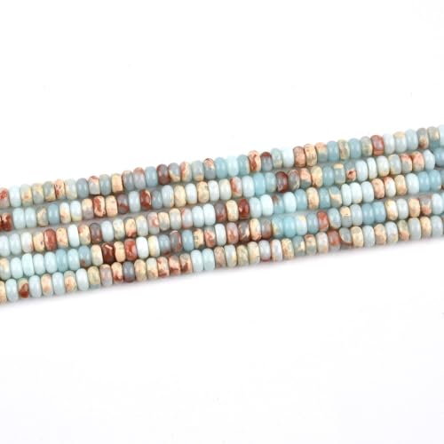 150pcs 4x2mm Sky Blue Jasper Disk Rondelle Spacer Stone Semi Precious Gemstone Loose Beads for Jewelry Making 15 Inch - color: Sky Blue Jasper