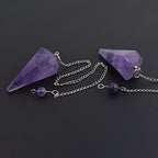 Justinstones Natural Amethyst Gemstone Rock Crystal Hexagonal Pointed Reiki Chakra Pendant Pendulum - color: Amethyst