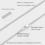 2.5mm/4mm Silver Wheat Chain for Men Women, Mens Silver Plated Over Stainless Steel Wheat Chain - color: Silver-2.5mm, size: 24 Inches