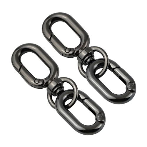 2 PCS Swivel Lobster Claw Clasp, Metal Snap Hooks, Double Opening Key Chain Clip for Bag Car Keychain Making Purse Straps - color: Gun Black