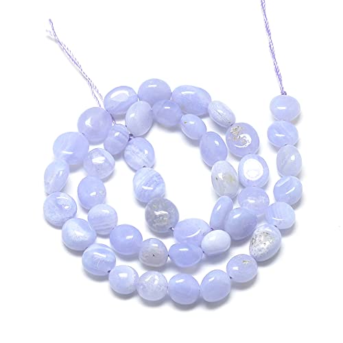 30-45Pcs/Strand Natural Blue Lace Agate Beads 15.7" Irregular Nuggets Stone Beads 8-15mm Gemstones Loose Spacer Bead for DIY Bracelet Necklace Jewelry Making Crafting - color: Blue Lace Agate