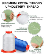 FIVEIZERO Extra Strong Upholstery Thread,White 1000 Meters Bonded Nylon Thread for Denim Leather,Craft,Machine,DIY and Home (1 Pack) CJ - color: White