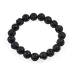 AD Beads Natural Gemstone Round Beads Stretch Bracelet Healing Reiki 10mm (Black Lava Rock) - color: Black Lava Rock