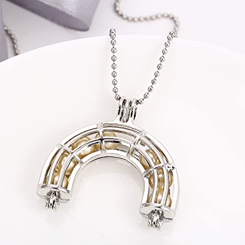 Mixed Pearl Cage Locket Pendants Set, Essential Oil Diffuser DIY Necklace Bracelet Jewelry Making Craft, Bulk Beads Aromatherapy Diffuser Charms Gifts for Women Girls - color: Random 20pcs Dull Silver