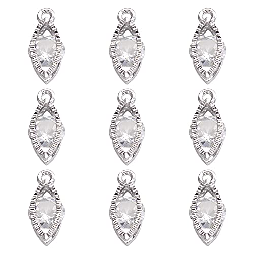 Beadthoven 100pcs Cubic Zirconia Alloy Charms Horse Eye Shaped Platinum Pendants for Jewelry Making Choker Tiny Dangle Accessories - color: Platinum-Horse Eye