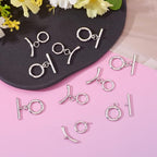 10 Pcs Toggle Jewelry Clasps Flat Round Toggle Clasp Connectors Round T Bar Closure Clasps Sets for Women Men Bracelet Necklace Jewelry Making - color: Platinum/T-Bar