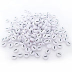 200+ Pieces 4x7mm Single Vowel I Letter Beads for Jewelry Making, White Round Acrylic Bulk Alphabet (Black on White) - size: Single Letter I 200+ Pcs