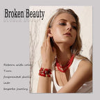 Chip Shells, 260pcs 5-8mm Irregular Beads with Holes, Red Shell & Garnet Chip Beads for Jewelry Making - color: Red