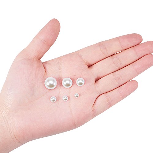 PH PandaHall Flat Back Pearl Beads 690pcs 6 Sizes Beige Craft Pearl Cabochons Half Pearls Loose Beads Gem for Nails Cup Shoes Wedding Dress Scrapbooking Diamond Phone Nail Art Making 4/5/6/8/10/12mm - color: Beige
