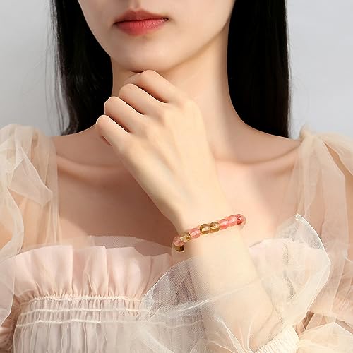 MAIBAOTA Healing Crystal Bracelet for Women Men, 8/4 mm Natural Stone Beaded Bracelets, Jewelry Birthday Gifts, Round Gemstones Stretch Bracelets - color: Multi-Watermelon, size: 8 mm