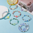 1 Box 210PCS Blue Flat Oval Glass Beads with Holes Faceted AB Color Plated Electroplate Spacer Loose Bead Charms Bulk for Jewelry Making Necklaces Bracelets Earrings DIY Craft Supplies - color: Blue