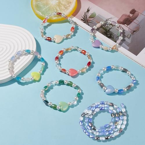 1 Box 210PCS Blue Flat Oval Glass Beads with Holes Faceted AB Color Plated Electroplate Spacer Loose Bead Charms Bulk for Jewelry Making Necklaces Bracelets Earrings DIY Craft Supplies - color: Blue