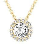 PAVOI 14K Gold Plated Post Faux Diamond Round Solitaire Pendant Halo Necklace | Gold Necklace for Women | Slider Adjustable - style: Circle