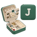 PATIKIL Travel Jewelry Case, J Initial Small Travel Jewelry Box Organizer Rings Earrings Storage Case Personalized Gifts for Women Girls Birthday Christmas Bridesmaid Gifts, Dark Green - style: J