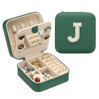 PATIKIL Travel Jewelry Case, J Initial Small Travel Jewelry Box Organizer Rings Earrings Storage Case Personalized Gifts for Women Girls Birthday Christmas Bridesmaid Gifts, Dark Green - style: J