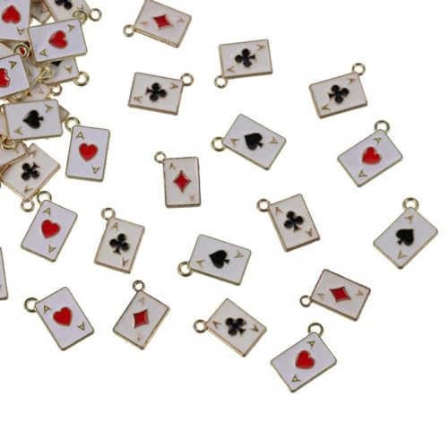80Pcs Enamel blocks plum blossoms spades hearts Poker Card Charms Gold Alloy Card Pendants for DIY Keychains Necklace Bracelet Earring Jewelry Making Craft Ornament