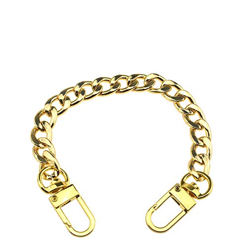 HAHIYO Purse Chain Strap 7.9 inches Yellow Gold for Shoulder Cross Body Sling Purse Handbag Clutch Replacement Comfortable Flat 0.4" Wide Enough 2.4mm Extra Thick Metal 1 Pack - size: Yellow Gold 7.9 inches