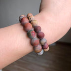 48pcs Natural Matte Picasso Jasper Gemstone Beads，8mm Frosted Round Loose Stone Beads for Jewelry Making Earring Bracelet Necklace DIY Crafts - color: Picasso Jasper, size: 8mm