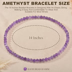 14in Agate Wrap Bracelet for Women Men Natural Round Beaded Agates Stone Healing Stretch Bracelets Elastic Handmade Polished Gemstone Beads Bracelet - color: Amethyst, size: 6mm Beads