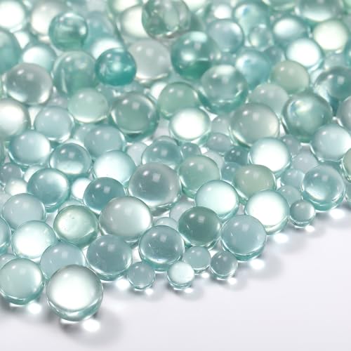 Sratte 360 Pcs Clear Glass Marble Gemstone Vase Filler 12, 10 and 6 mm Glass Beads for Vases Transparent Small Marbles Round Decorative Marbles Gem Pebbles for Slingshot (Green) - color: Green