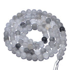 AD Beads Beautiful Natural Matte Gemstone Round Spacer Loose Beads 4-12mm (4mm, 02 Matte Cloud Crystal Quartz) - color: 02 Matte Cloud Crystal Quartz, size: 4mm
