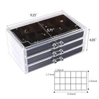 YUFONG Earring Organizer Box Acrylic Jewelry Organizer with 3 Drawers 54 Adjustable Grids Clear Stackable Earring Holder Velvet Trays Ring Display Case for Women Girls (Black) - color: Black