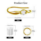 220PCS Earring Findings for Jewelry Making, 18K Gold Plated Earring Hooks with with Cubic Zirconia Hypoallergenic Fish Hooks for DIY Earrings - color: 18K Gold-Big Cubic Zirconia Earring Hooks