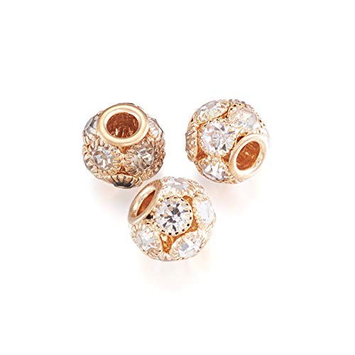 Craftdady 30Pcs 12mm Crystal Rhinestone Rondelle Spacer Beads Light Gold Disco Ball Loose Beads for Jewelry Making - color: Light Gold-12x10mm